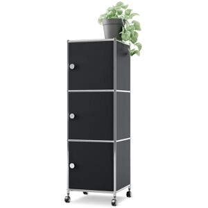 Tchibo - Rollcontainer Metall »Cn3« mit 3 Türen - 40x40x127cm - schwarz - Stahl / Stahl / Aluminium Tchibo - Rollcontainer Metall »Cn3« mit 3 Türen - 40x40x127cm - schwarz - Stahl / Stahl / Aluminium