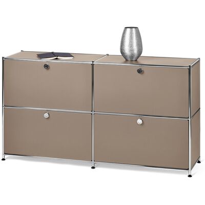 Tchibo - Sideboard Metall »Cn3« mit 4 Klappenfächern - 152x40x82,5cm - taupe - Tchibo - Sideboard Metall »Cn3« mit 4 Klappenfächern - 152x40x82,5cm - taupe -