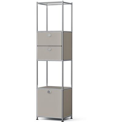 Tchibo - Metall-Regal »Cn3 Slim Line« mit 2 versetzbaren Schubladen und 1 versetzbaren Klappe - 40x30,5x158,5cm - hellgrau - Tchibo - Metall-Regal »Cn3 Slim Line« mit 2 versetzbaren Schubladen und 1 versetzbaren Klappe - 40x30,5x158,5cm - hellgrau -