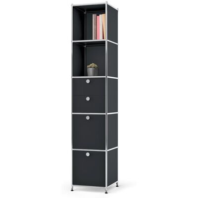 Tchibo - Regal Metall »Cn3« mit 2 Klappenfächern und 2 Schubladen - 40x40x195cm - schwarz - Tchibo - Regal Metall »Cn3« mit 2 Klappenfächern und 2 Schubladen - 40x40x195cm - schwarz -