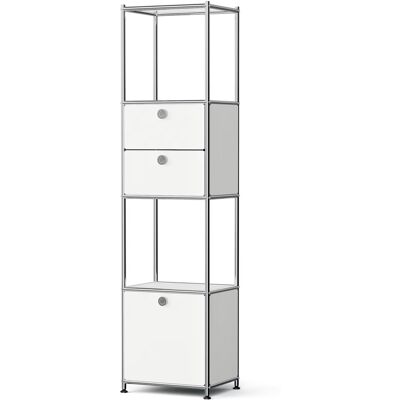 Tchibo - Metall-Regal »Cn3 Slim Line« mit 2 versetzbaren Schubladen und 1 versetzbaren Klappe - 40x30,5x158,5cm - weiss - Tchibo - Metall-Regal »Cn3 Slim Line« mit 2 versetzbaren Schubladen und 1 versetzbaren Klappe - 40x30,5x158,5cm - weiss -