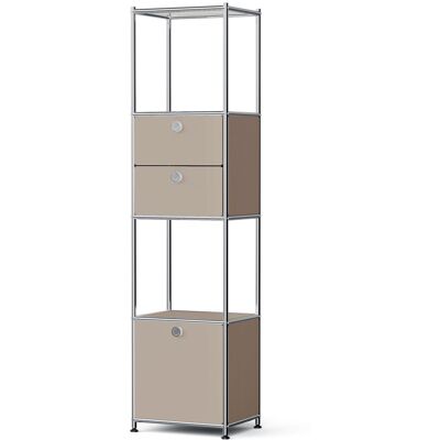 Tchibo - Metall-Regal »Cn3 Slim Line« mit 2 versetzbaren Schubladen und 1 versetzbaren Klappe - 40x30,5x158,5cm - taupe - Tchibo - Metall-Regal »Cn3 Slim Line« mit 2 versetzbaren Schubladen und 1 versetzbaren Klappe - 40x30,5x158,5cm - taupe -