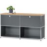 Sideboard Metall »CN3« mit Holzplatte und versetzbaren Klappenfächern - Tchibo - Braun Aluminium Matt  unisex