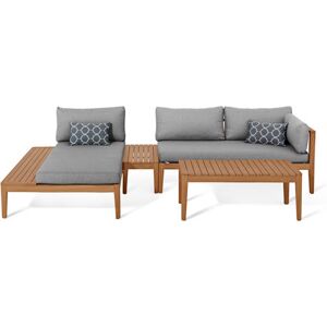 Teak-Lounge-Ecke - Tchibo - Dunkelblau/Gemustert Holz   unisex