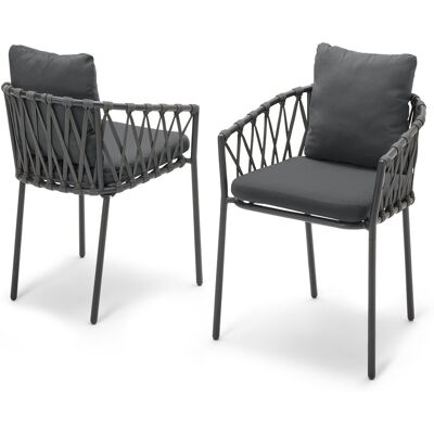 Tchibo - 2 Dining-Sessel mit Textilgeflecht - 55x62x71,5cm - schwarz - Stahl / Polyester / Polypropylen Tchibo - 2 Dining-Sessel mit Textilgeflecht - 55x62x71,5cm - schwarz - Stahl / Polyester / Polypropylen