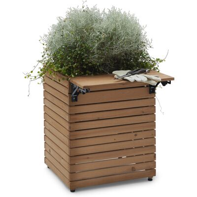 Tchibo - Pflanzkasten mit Ausklapptisch »Tinus« - 50x66x60cm - silber - Holz / Stahl / Polyethylen Tchibo - Pflanzkasten mit Ausklapptisch »Tinus« - 50x66x60cm - silber - Holz / Stahl / Polyethylen