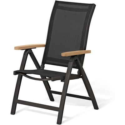 Tchibo - Hochlehner »Elin« mit verstellbarer Rückenlehne - 61,9x71,1x107,2cm - schwarz - Aluminium / Eukalyptus-Massivholz / Polypropylen Tchibo - Hochlehner »Elin« mit verstellbarer Rückenlehne - 61,9x71,1x107,2cm - schwarz - Aluminium / Eukalyptus-Massivholz / Polypropylen
