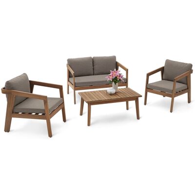 Tchibo - Garten-Lounge-Set mit Textilgeflecht - 56x74,5x73,5cm - taupe - Eukalyptus-Massivholz / Polypropylen / Polyurethan Tchibo - Garten-Lounge-Set mit Textilgeflecht - 56x74,5x73,5cm - taupe - Eukalyptus-Massivholz / Polypropylen / Polyurethan