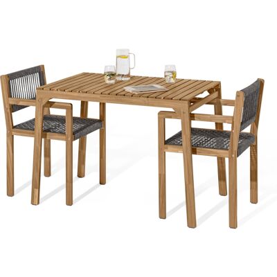 Tchibo - Balkon-Set mit Textilgeflecht - 110x65,6x75cm - grau - Akazienholz / Stahl / Polypropylen Tchibo - Balkon-Set mit Textilgeflecht - 110x65,6x75cm - grau - Akazienholz / Stahl / Polypropylen