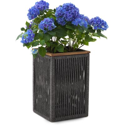 Tchibo - Pflanztopf mit Textilgeflecht - 32,7x31,7x50,5cm - anthrazit - Akazienholz / Polypropylen / Stahl Tchibo - Pflanztopf mit Textilgeflecht - 32,7x31,7x50,5cm - anthrazit - Akazienholz / Polypropylen / Stahl
