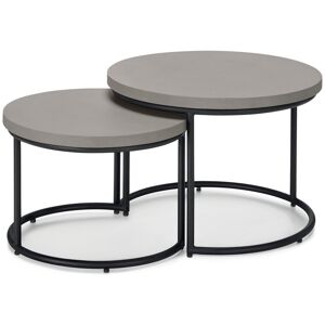 Tchibo - 2 Garten-Couchtische mit Polyzement-Tischplatte - 69x69x50,5cm - schwarz - Stahl / Polyzement / Polypropylen Tchibo - 2 Garten-Couchtische mit Polyzement-Tischplatte - 69x69x50,5cm - schwarz - Stahl / Polyzement / Polypropylen