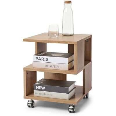 Tchibo - Couchtisch in Holzoptik auf Rollen - 40x40x50cm - hellbraun - Tchibo - Couchtisch in Holzoptik auf Rollen - 40x40x50cm - hellbraun -