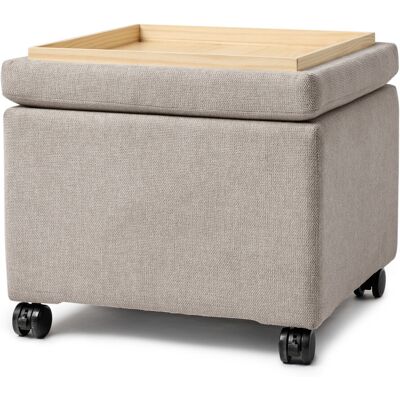 Tchibo - Pouf mit Rollen und Tablett - 50x40x35cm - hellgrau - Tchibo - Pouf mit Rollen und Tablett - 50x40x35cm - hellgrau -