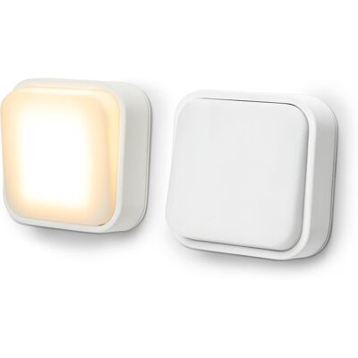 Tchibo - 2 LED-Schalterleuchten - 7,7x7,7x2,4cm - weiss - Tchibo - 2 LED-Schalterleuchten - 7,7x7,7x2,4cm - weiss -