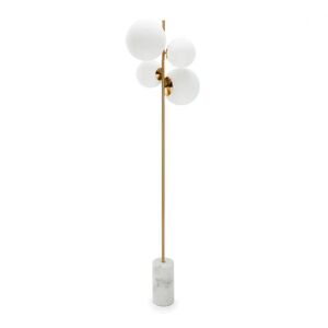 NV GALLERY Stehlampe SKULL - Stehlampe, Glaskugeln aus Milchglas, weißer Marmor & Messing, H158  Weiß / Gold