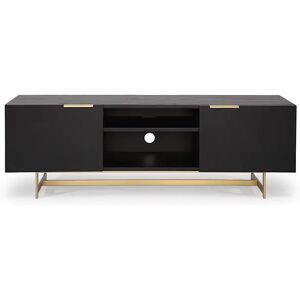 Sideboard - Holz - Schwarz - NV GALLERY - STARK - TV-Lowboard, schwarzes Holz & Messing, B150  Noyer / Doré