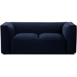 NV GALLERY 2-Sitzer-Sofa AUSTER - 2-Sitzer Sofa, Samt in Navy Blau & schwarzes Holz, B180  Blau