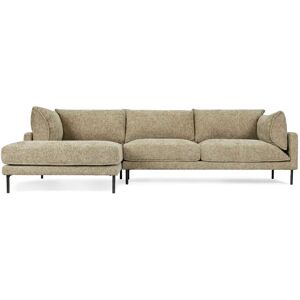 NV GALLERY Ecksofa ETHAN - Ecksofa links, Tweed in Taupe & schwarzes Metall, B286  Taupe / Schwarz