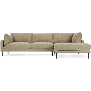 NV GALLERY Ecksofa ETHAN - Ecksofa rechts, Tweed in Taupe & schwarzes Metall, B286  Taupe / Schwarz