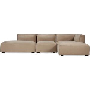 NV GALLERY Ecksofa AUSTER - Ecksofa rechts, Samt in Lafayette Taupe & schwarzes Holz, B300  Taupe / Schwarz