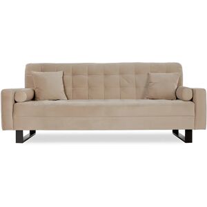 NV GALLERY Schlafsofa MIDNIGHT - Schlafsofa - Samt in Lafayette Taupe & schwarzes Metall, B220  Taupe / Schwarz