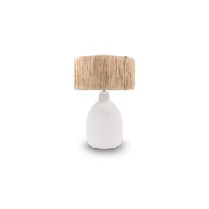 NV GALLERY Tischlampe NOUR - Tischlampe, Lampenschirm aus Raphiafaser & Keramik, H51  Naturbelassene Farbe