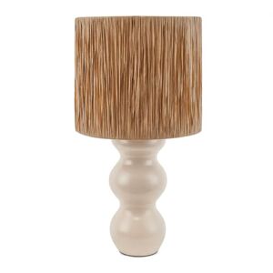 NV GALLERY Tischlampe FUJI - Tischlampe, Naturfaser & Holz in Beige, H60  Beige