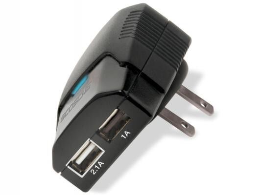 Scosche USBH3 reVIVE II Duales USB Wandladegerät 2.1A und 1A für iPad, iPhone und viele mehr, Strom-Steckertyp A, schwarz