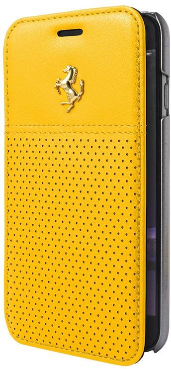 Acer Ferrari  GT Berlinetta perforierte Booktype Schutzhülle mit Goldlogo für iPhone 6/6S Gelb