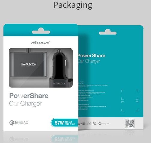 Nillkin PowerShare Auto-Ladegerät 4 x Port USB mit Verlängerung 2m grau