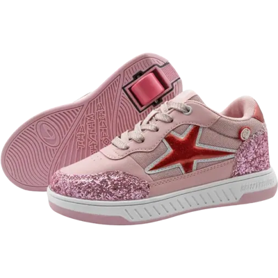 Breezy Rollers Breezy Pink Star Glitter Roller Shoes Breezy Rollers Breezy Pink Star Glitter Roller Shoes
