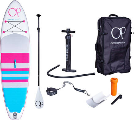 Ocean Inflatable Paddle Board Ocean Pacific Malibu All Round 10'6 (Weiß/Grau/Pink)