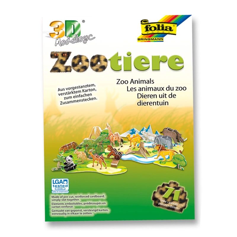 folia 3D-Modellogic ZOOTIERE 71-teilig in bunt