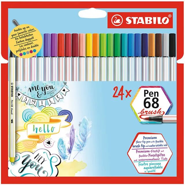 STABILO® Filzstift STABILO® Pen 68 BRUSH 24er im Kartonetui