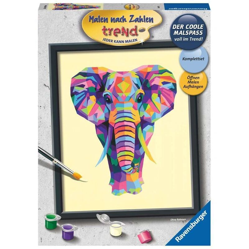 Ravensburger Verlag Ravensburger Malen nach Zahlen 28987 - Bunter Elefant - ab 12 Jahren