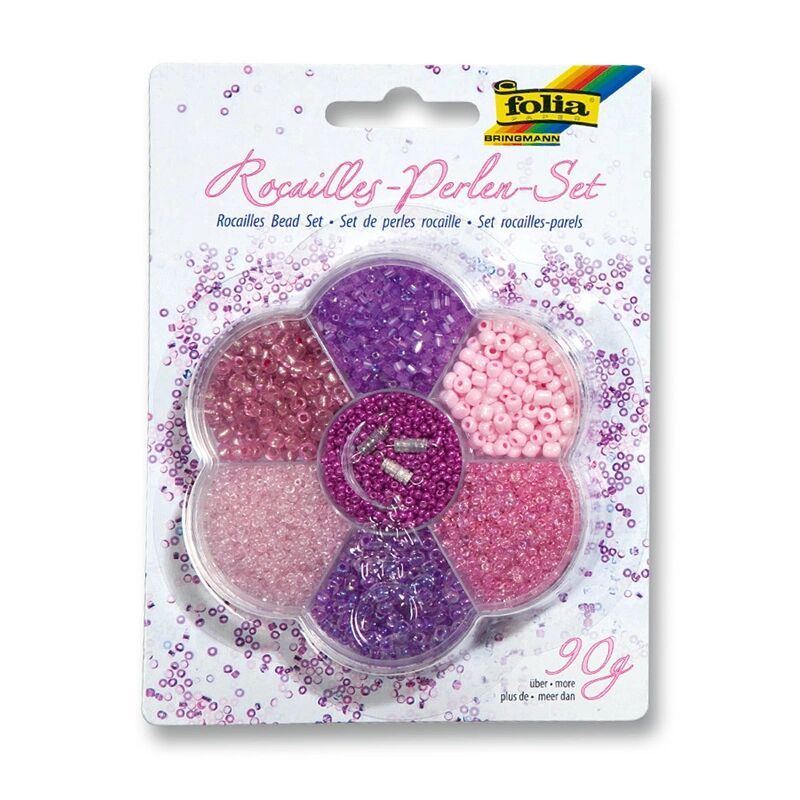 folia Rocailles-Perlen-Set BEAUTY in rosa/lila