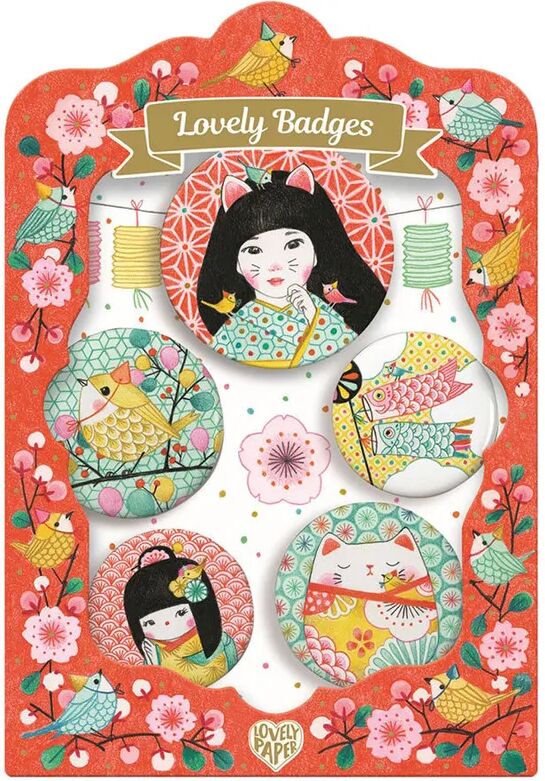 Djeco Anstecker LOVELY BADGES – JAPAN in bunt