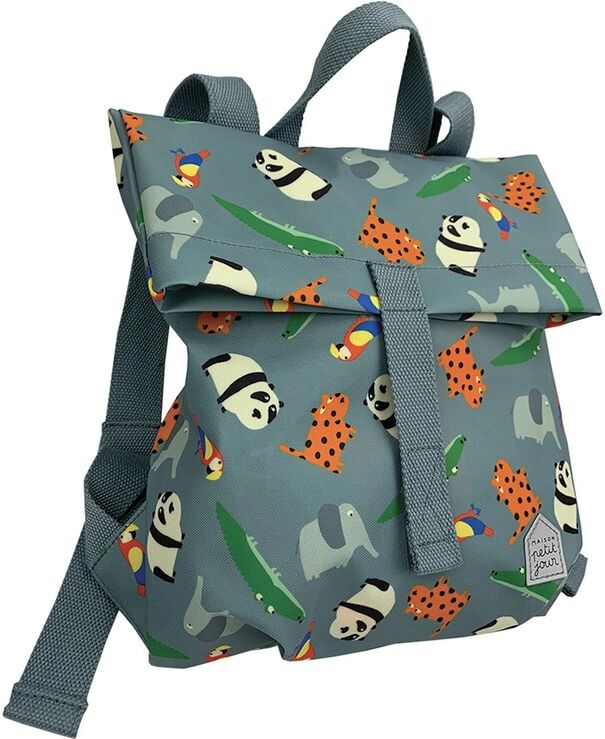 Petit jour Kinder-Rucksack ZOO – MINI KURIER (32x29x3) in blaugrau