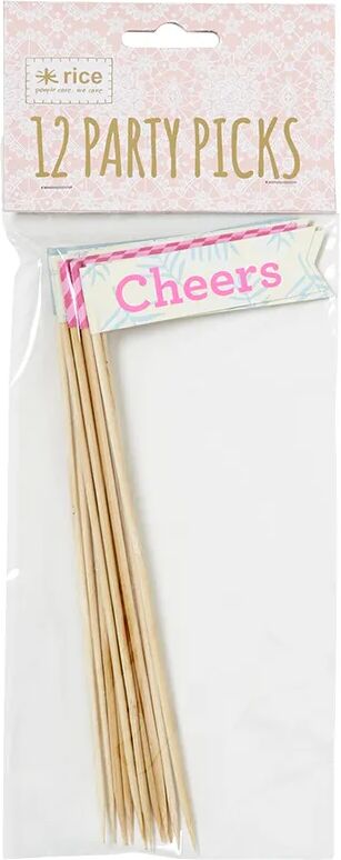 rice Partypicker DECO FLAGS 12er-Pack in weiß/rosa