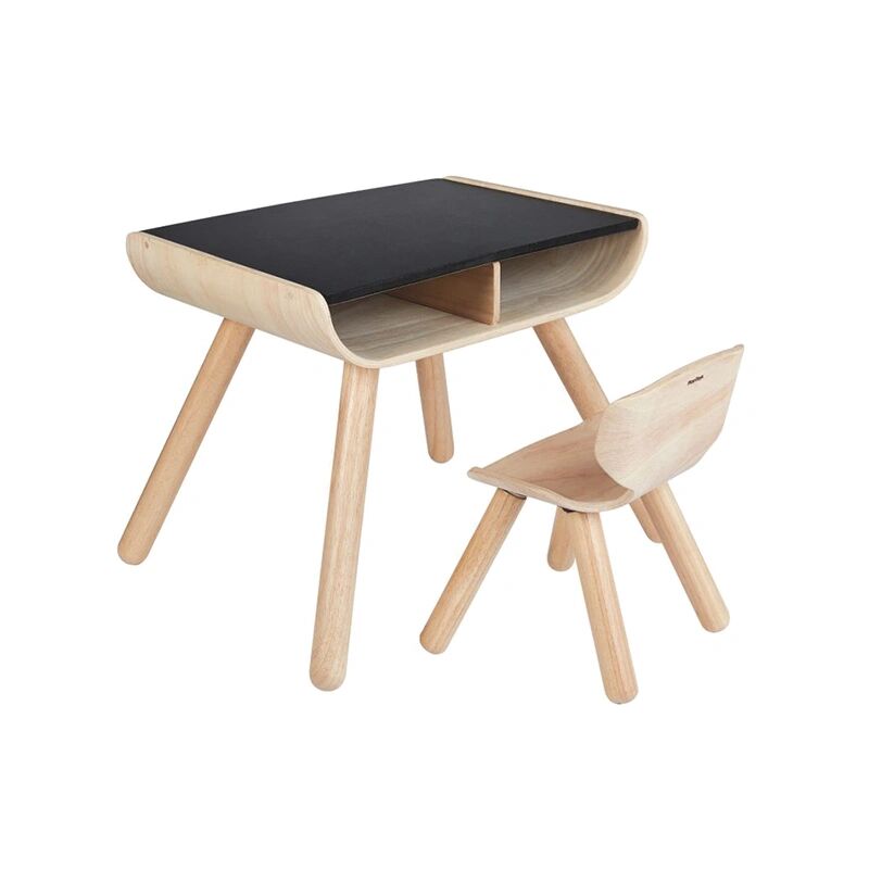 Plan Toys Tisch mit Stuhl aus Holz in schwarz (52 x 49)
