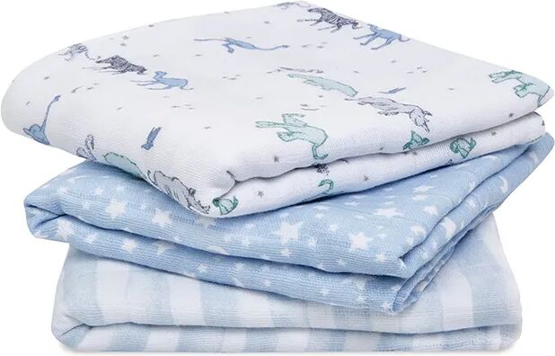 aden + anais Mulltuch MUSY® SQUARES – RISING STAR (70x70) 3er-Set in weiß/blau