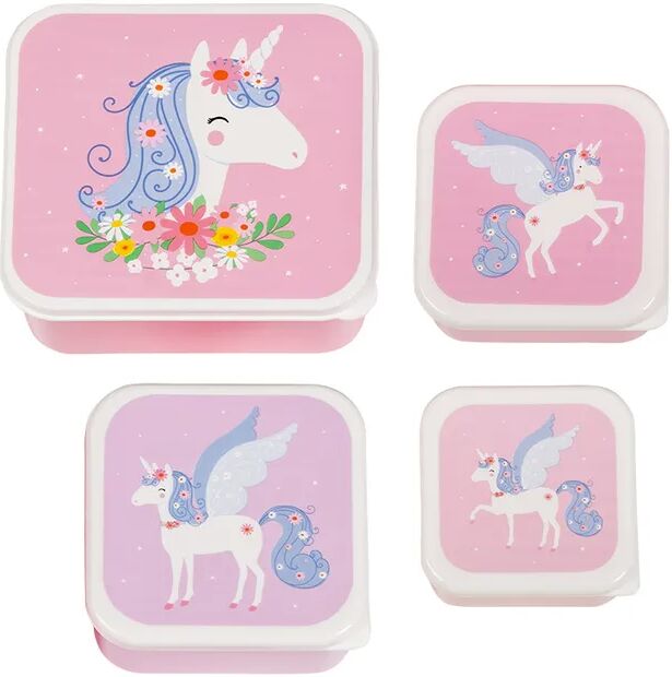 A Little Lovely Company Snackbox UNICORN 4er-Set in rosa