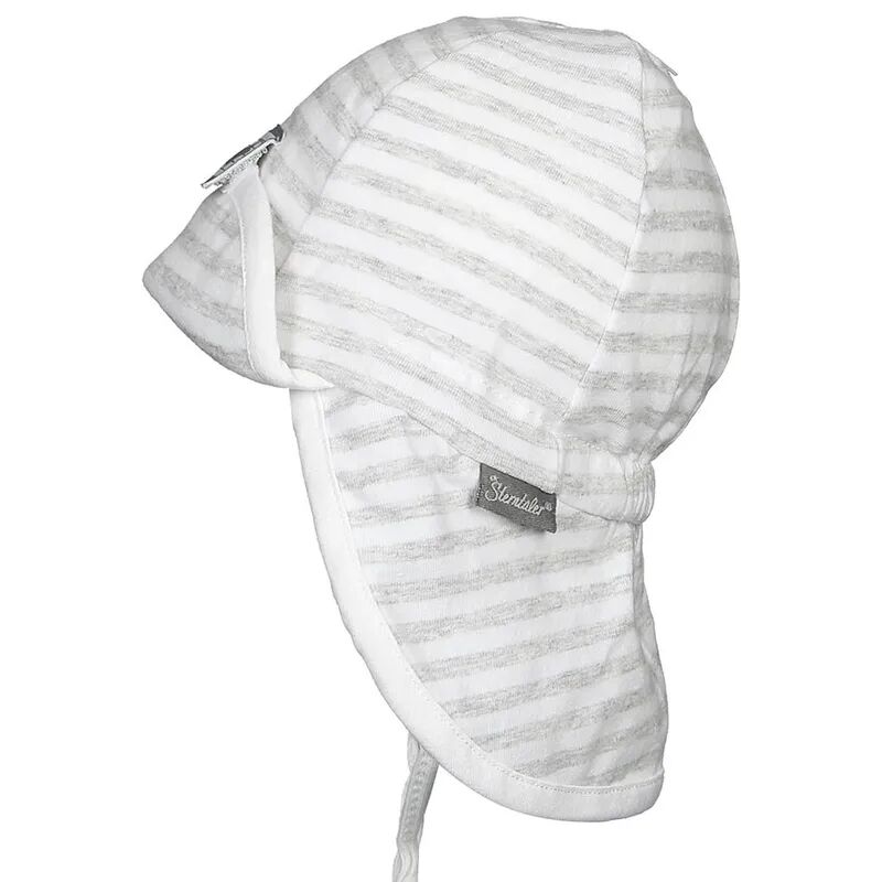 Sterntaler Schirmmütze BASIC STRIPES mit Nackenschutz in hellgrau melange/weiß