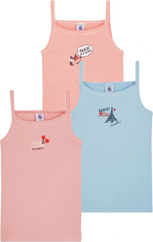 Petit Bateau Träger-Unterhemd PARIS 3er-Pack in charme/peachy/jasmin