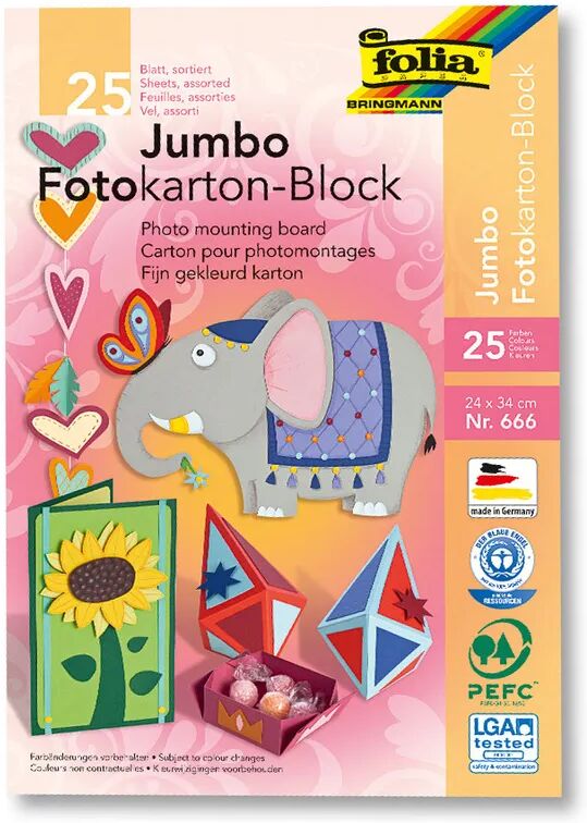 folia Fotokarton-Block JUMBO 25-teilig in bunt