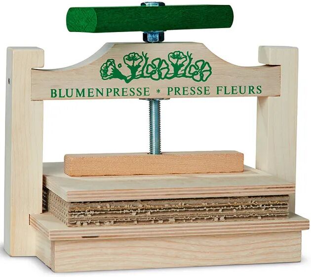 Glückskäfer Blumenpresse mit Drehknopf aus Holz