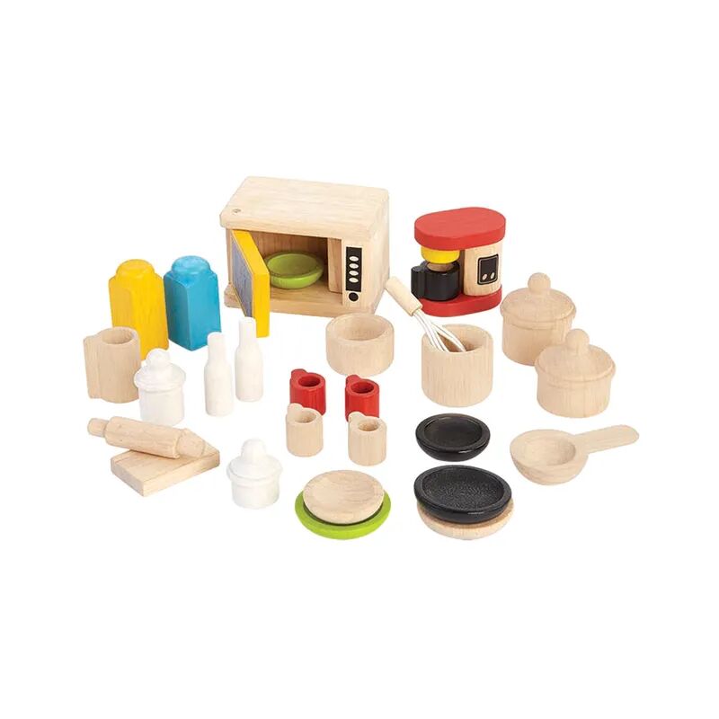 Plan Toys Puppenhaus-Zubehör KÜCHE 27-teilig aus Holz