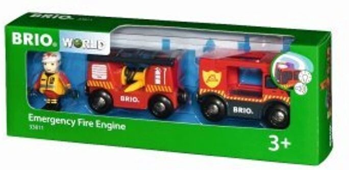 Brio Feuerwehr LEITER-FAHRZEUG mit Licht und Sound 3-teilig in bunt