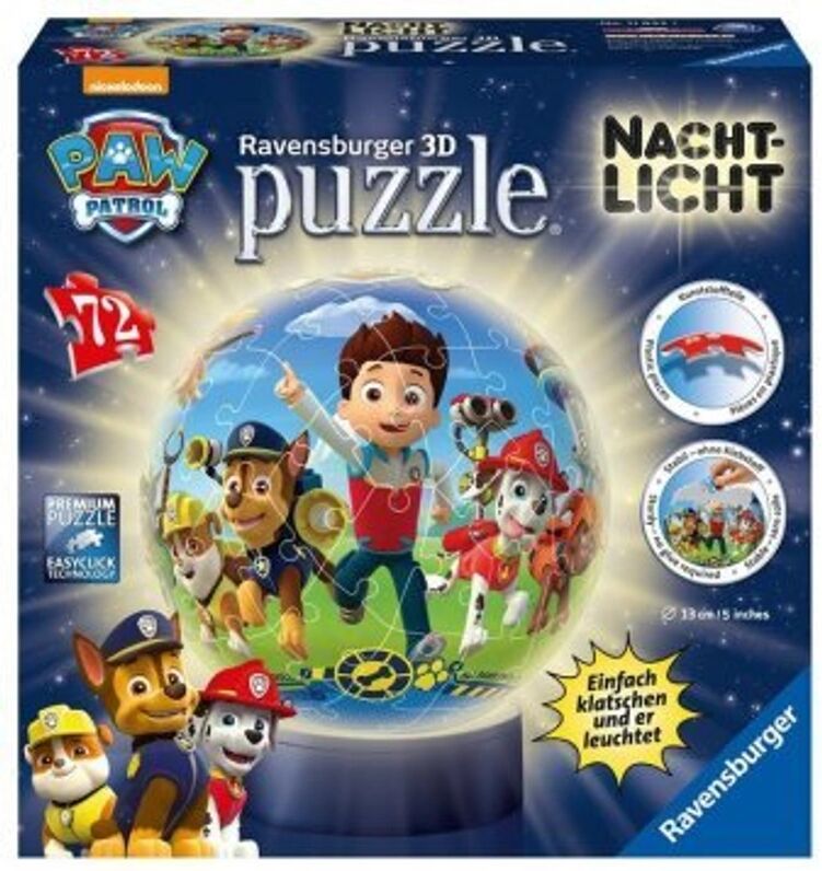 Ravensburger Verlag LED-Nachtlicht 3D-PUZZLE – PAW PATROL 72-teilig