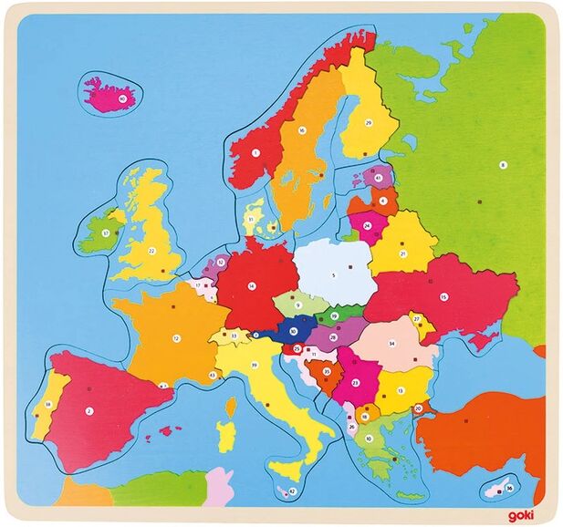 Goki Lernpuzzle EUROPA 35-teilig aus Holz in bunt